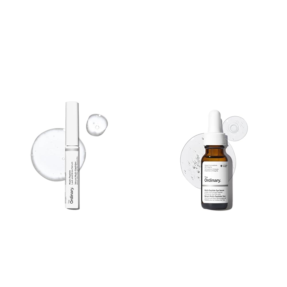 The Ordinary The Eye, Lash & Brow Collection - Skin Care Bundle Set - Multi-Peptide Lash and Brow Serum + Multi-Peptide Eye Serum 0.5 Fl Oz