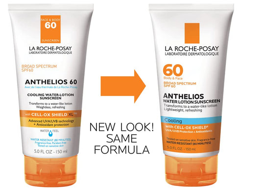 La Roche-Posay Anthelios Cooling Water Sunscreen Lotion for Face & Body, Broad Spectrum SPF + Antioxidants, Fast Absorbing Water-Like Texture, Oil Free Sunscreen, SPF 60, SPF 30
