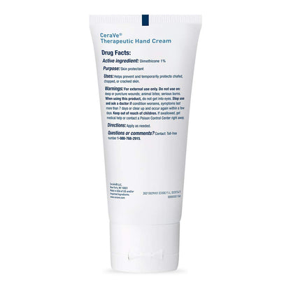 CeraVe Therapeutic Hand Cream for Dry Cracked Hands With Hyaluronic Acid and Niacinamide, Fragrance Free 3 Ounce