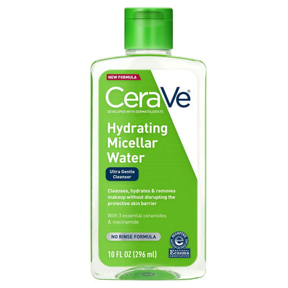 CeraVe Micellar Water, Hydrating Facial Cleanser & Eye Makeup Remover with Niacinamide, Ceramides & Glycerin, Fragrance-Free & Non-Irritating, 10 Fluid Ounces