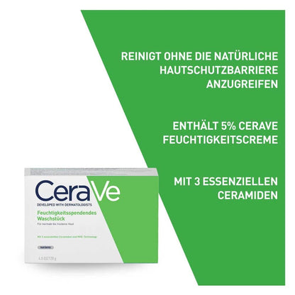 CeraVe Hydrating Cleanser Bar - Soap-Free Body and Facial Cleanser with 5% Moisturizing Cream - 4.5 Ounce Bar
