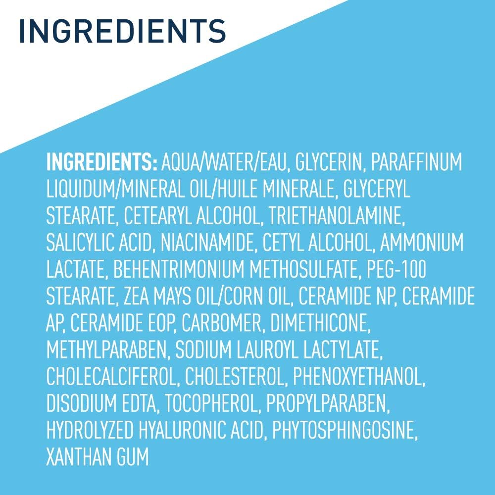 CeraVe Moisturizing Cream with Salicylic Acid, Exfoliating Body Cream with Lactic & Hyaluronic Acid, Niacinamide, and Ceramides, Fragrance Free & Allergy Tested, 12 Ounce
