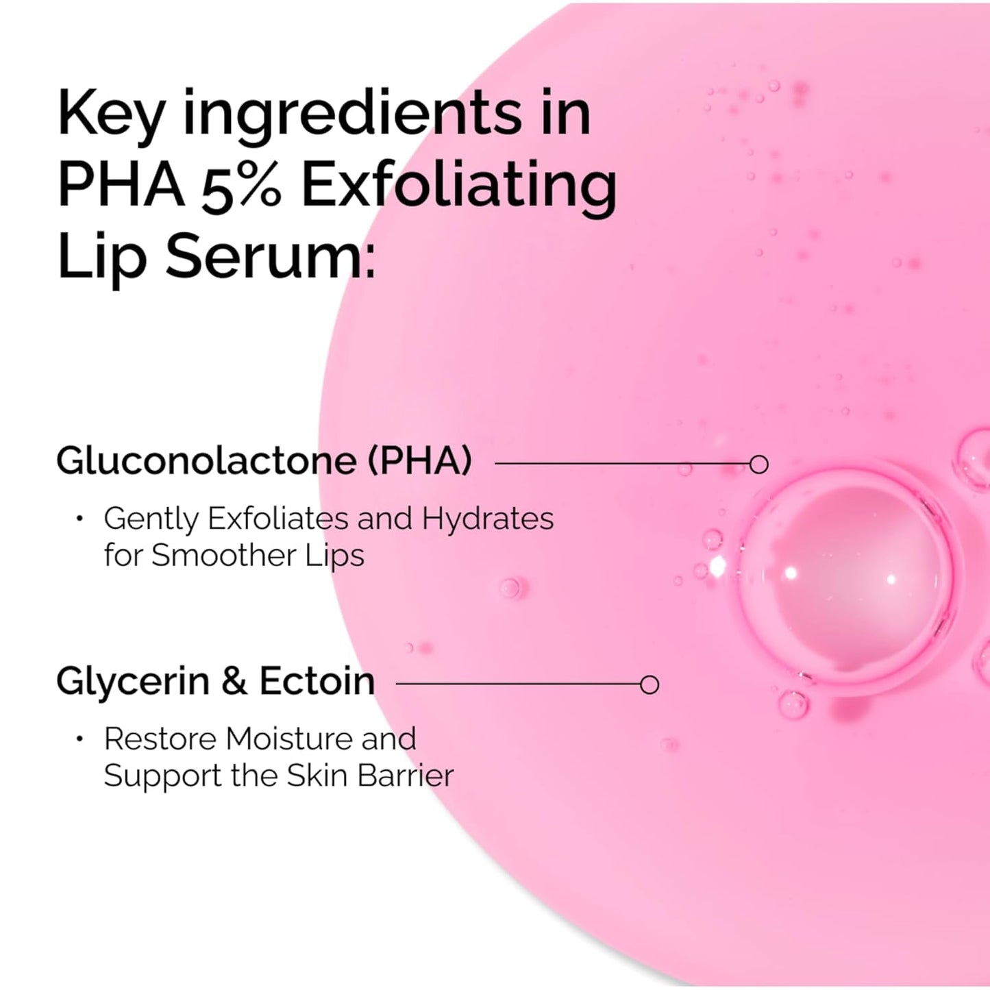 The Ordinary PHA 5% Exfoliating Lip Serum, Hydrating Overnight Lip Exfoliator Treatment, 0.5 Fl Oz