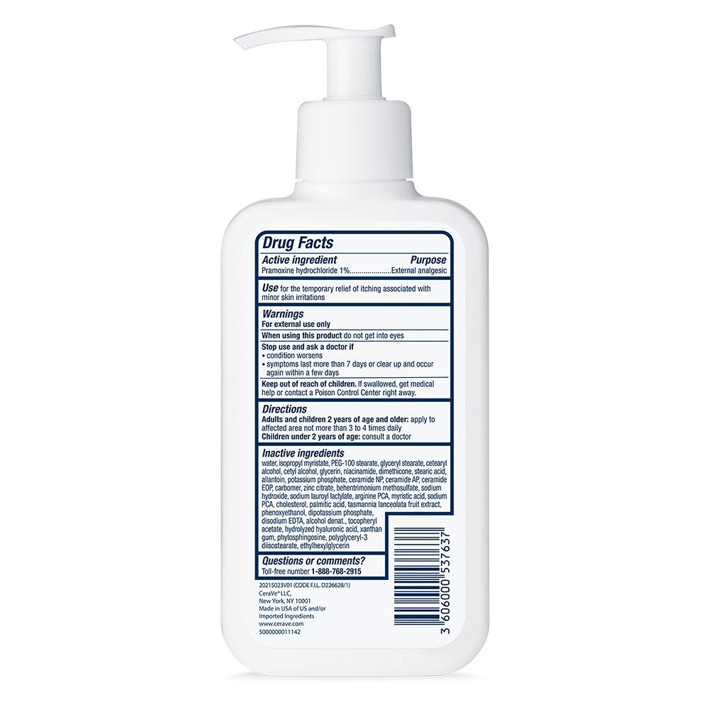 CeraVe Anti Itch Moisturizing Lotion with Pramoxine Hydrochloride, Relieves Itch with Minor Skin Irritations, Sunburn Relief, Bug Bites, 8 Ounce