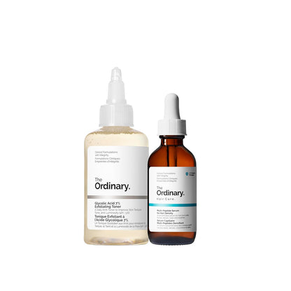 The Ordinary Hair and Scalp Collection, Haircare Set, Glycolic Acid 7% Exfoliating Toner and Multi-Peptide Serum for Hair Density