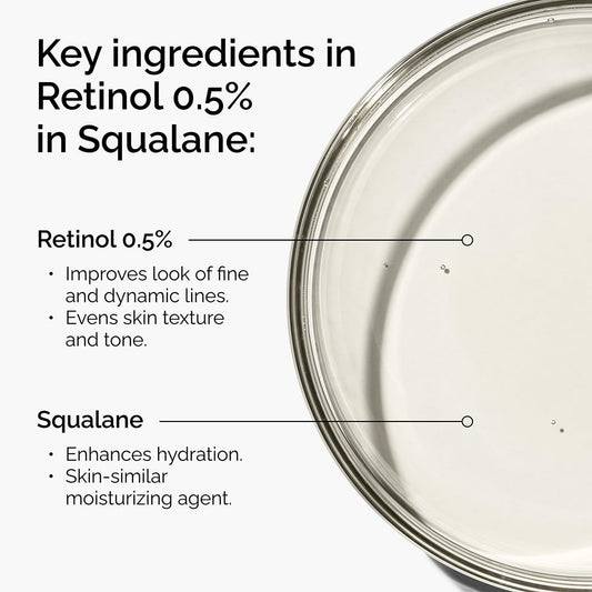 The Ordinary Retinol 0.5% in Squalane, Intermediate Retinol Serum for the Face That Is Anti-Aging and Skin Smoothing, 1 Fl Oz