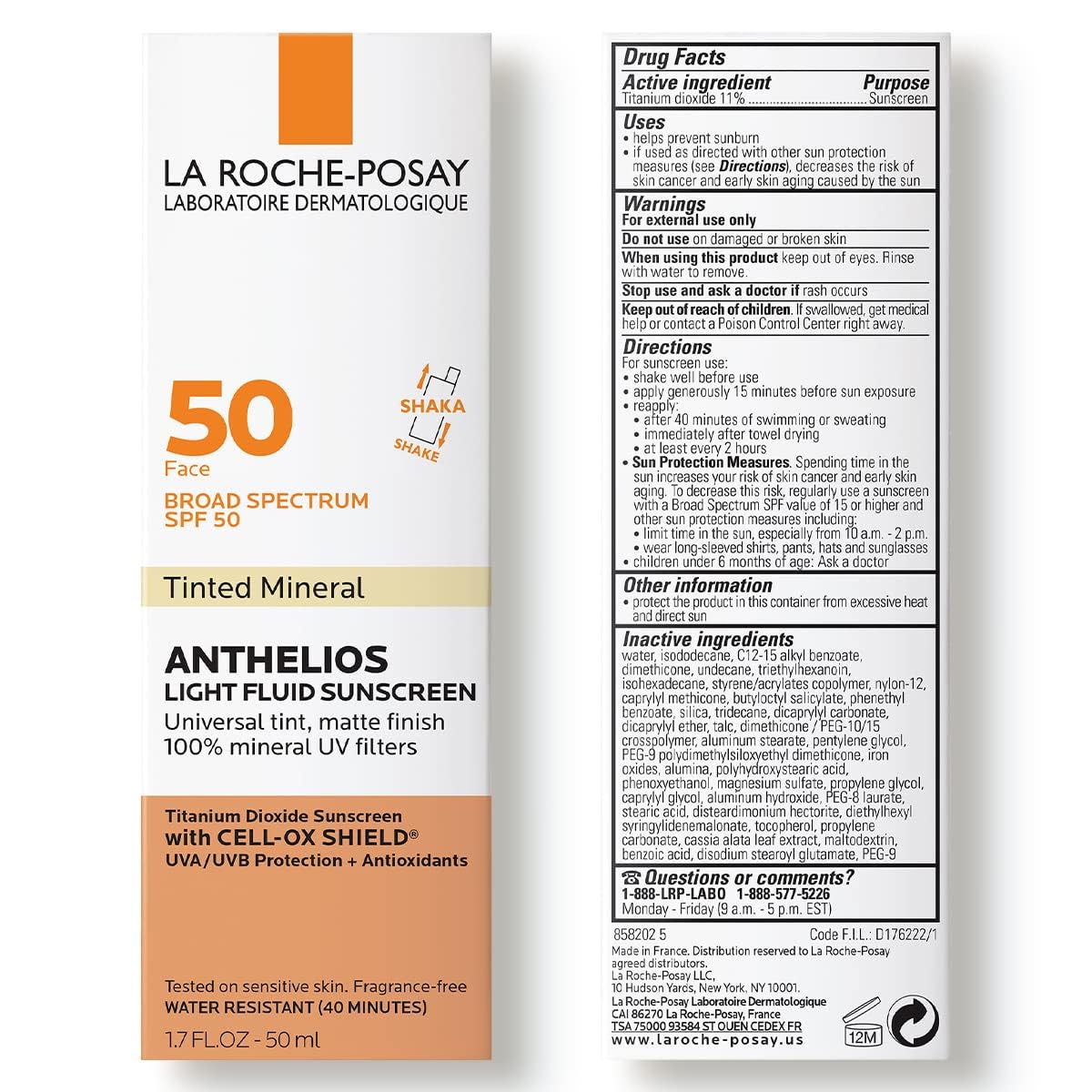 La Roche-Posay Anthelios Sunscreen SPF 40, Ultra-Light Fluid Broad Spectrum SPF 40, Face Sunscreen with Titanium Dioxide Mineral, Lightweight & Fast-Absorbing, Oil-Free, Matte Finish