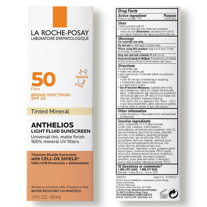La Roche-Posay Anthelios Sunscreen SPF 40, Ultra-Light Fluid Broad Spectrum SPF 40, Face Sunscreen with Titanium Dioxide Mineral, Lightweight & Fast-Absorbing, Oil-Free, Matte Finish