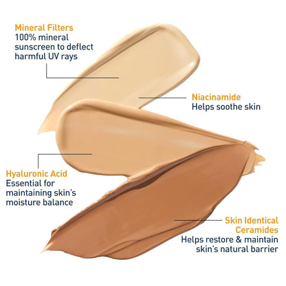 CeraVe Hydrating Mineral Sunscreen SPF 30 with Sheer Tint, Tinted Mineral Sunscreen with Zinc Oxide & Titanium Dioxide, Blends Seamlessly For Healthy Glow, Deep, 1.7 Oz