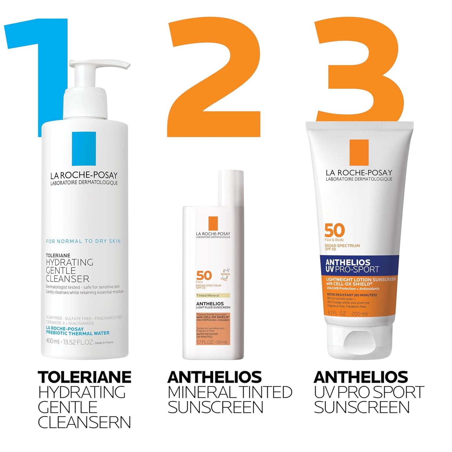 Bundle of La Roche-Posay Anthelios Tinted Sunscreen SPF 40+, Broad Spectrum SPF Zinc Oxide + La Roche Posay Anthelios UV Pro-Sport Sunscreen SPF 50, Daily use for Body & Face