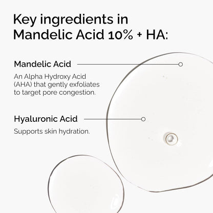 The Ordinary Mandelic Acid 10% + Hyaluronic Acid, Gentle Exfoliating Serum for Clarity and Hydration, 1 Fl Oz