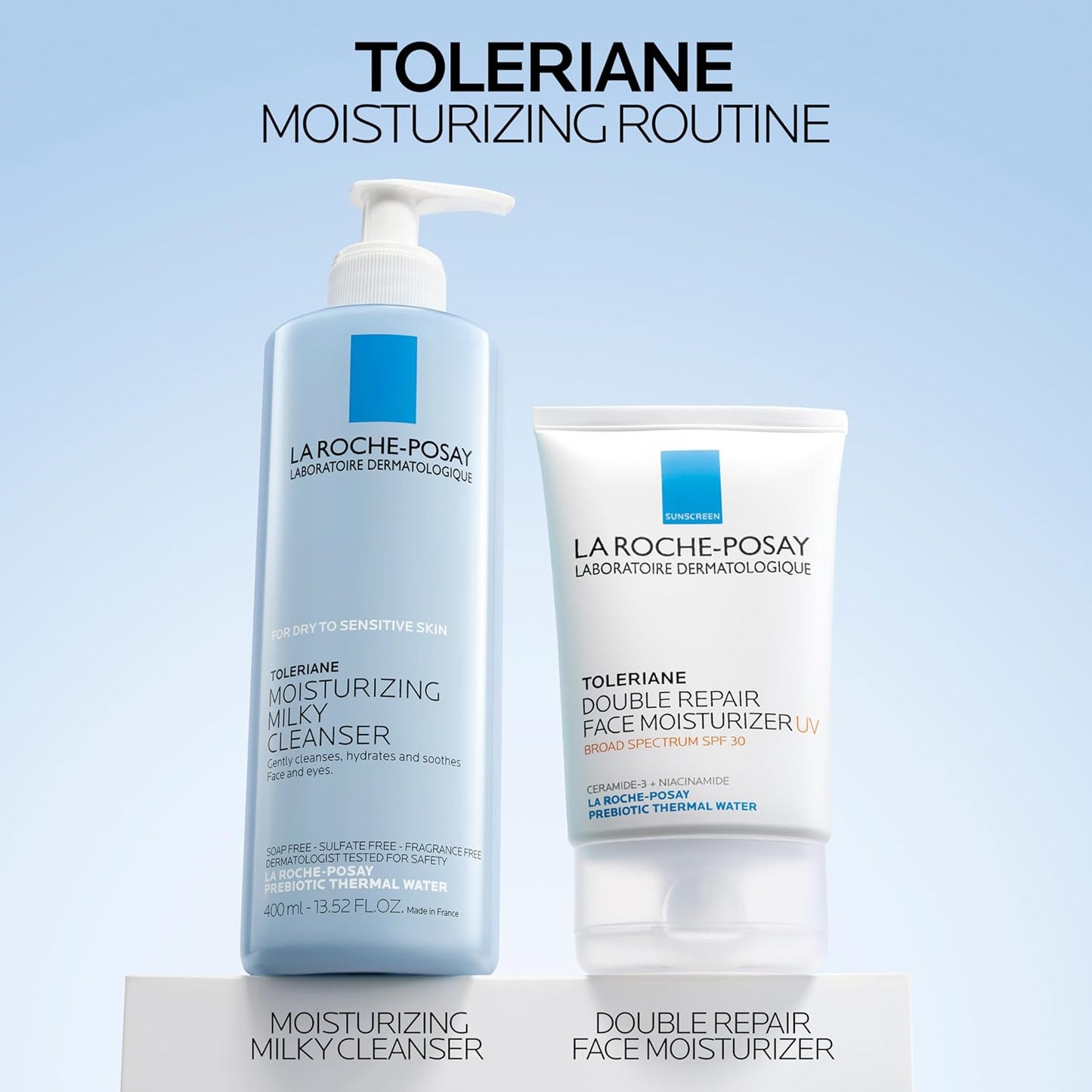 La Roche-Posay Toleriane Moisturizing Milky Cleanser, Gentle Face Cleanser with Glycerin for Dry, Sensitive & Allergy-Prone Skin, Face Wash for Hydration, Makeup Remover Cleanser, 13.5fl oz