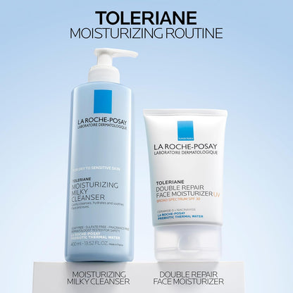 La Roche-Posay Toleriane Moisturizing Milky Cleanser, Gentle Face Cleanser with Glycerin for Dry, Sensitive & Allergy-Prone Skin, Face Wash for Hydration, Makeup Remover Cleanser, 13.5fl oz