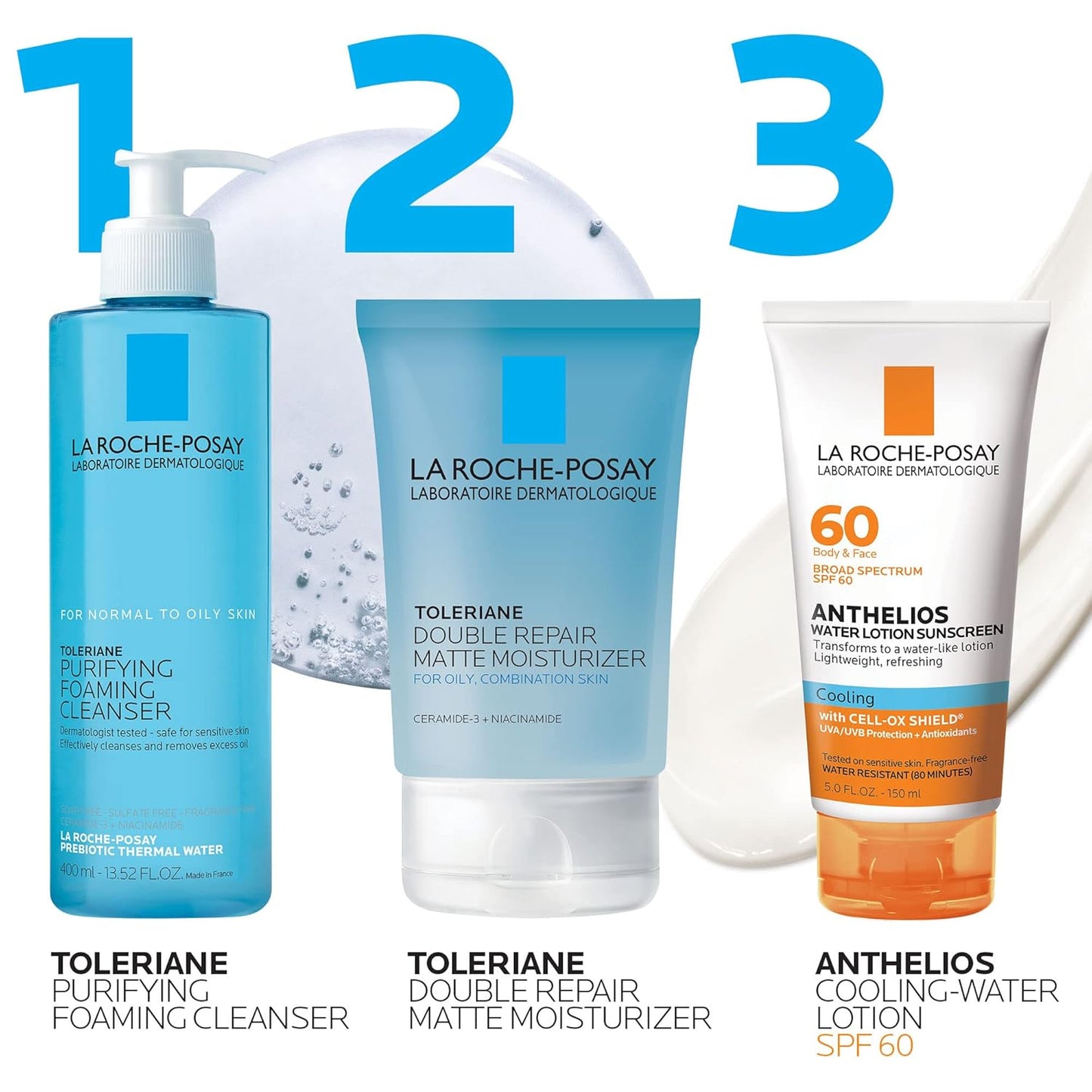 La Roche-Posay Anthelios Cooling Water Sunscreen Lotion for Face & Body, Broad Spectrum SPF + Antioxidants, Fast Absorbing Water-Like Texture, Oil Free Sunscreen, SPF 60, SPF 30