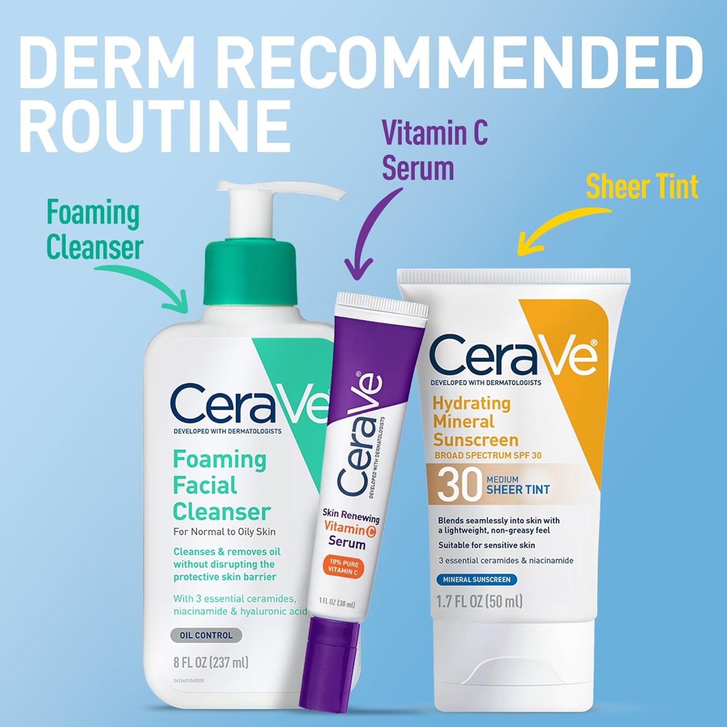 CeraVe Hydrating Mineral Sunscreen SPF 30 with Sheer Tint, Tinted Mineral Sunscreen with Zinc Oxide & Titanium Dioxide, Blends Seamlessly For Healthy Glow, Deep, 1.7 Oz
