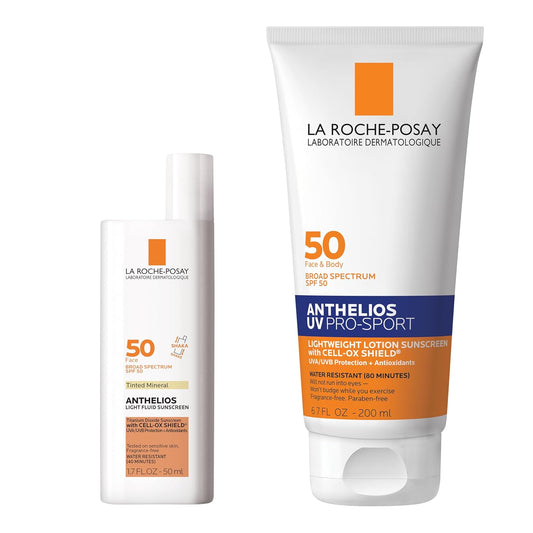Bundle of La Roche-Posay Anthelios Tinted Sunscreen SPF 40+, Broad Spectrum SPF Zinc Oxide + La Roche Posay Anthelios UV Pro-Sport Sunscreen SPF 50, Daily use for Body & Face