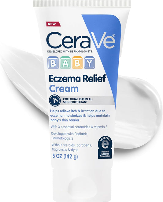 CeraVe Baby Eczema Relief Cream, 1% Colloidal Oatmeal Cream With Vitamin E & Ceramides, Soothes & Calms Itchy Skin, Developed With Pediatric Dermatologist, Fragrance Free, 5oz