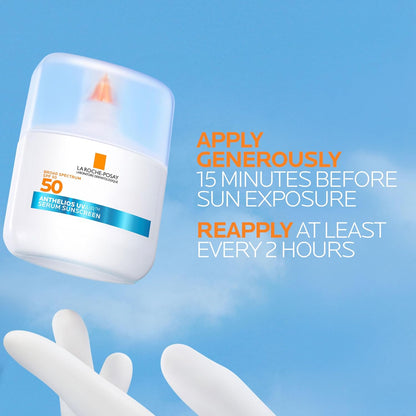 La Roche-Posay Anthelios UVAir™ Sunscreen Serum SPF 50, with Niacinamide, Hyaluronic Acid & Antioxidants, Hydrating, Invisible Finish, Lightweight Sunscreen for Face, Fast-Absorbing, 1.7oz