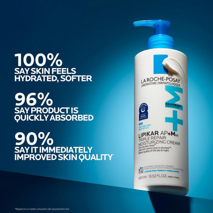 La Roche-Posay Lipikar AP+MAX Triple Repair Moisturizing Body Cream | Face & Body Lotion for Dry Skin with Shea Butter & Niacinamide | Gentle Moisturizer for Very Dry, Rough & Sensitive Skin