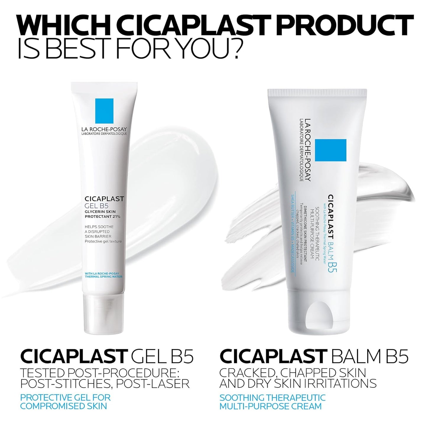 La Roche-Posay Cicaplast Gel B5, Protective Repair Gel for Cracked, Chapped Skin with Madecassoside and Glycerin, Tested Post-Procedure, Post-Stitches, Post-Laser, 1.35 Fl Oz