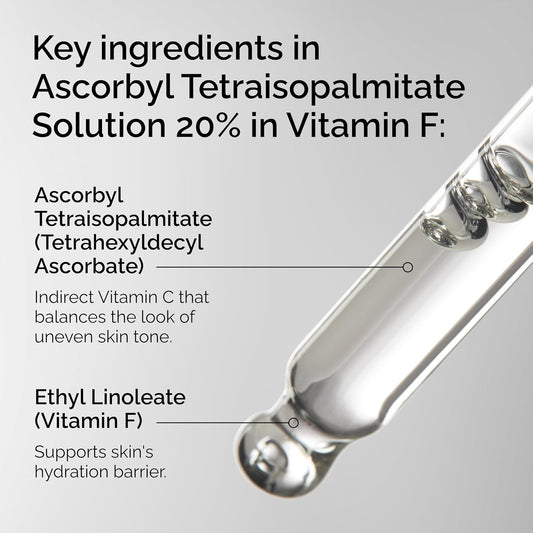 The Ordinary Ascorbyl Tetraisopalmitate Solution 20% in Vitamin F, Hydrating Vitamin C Oil for Even Skin Tone, 1 Fl Oz