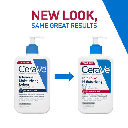 CeraVe Intensive Moisturizing Lotion, Hydro-Urea + Shea Butter, Body Lotion For Dry Skin, Relieves Signs Of Extra Dry Skin, Non Greasy Hydrating Cream For Rough, Tight, Red & Itchy Skin, 16oz