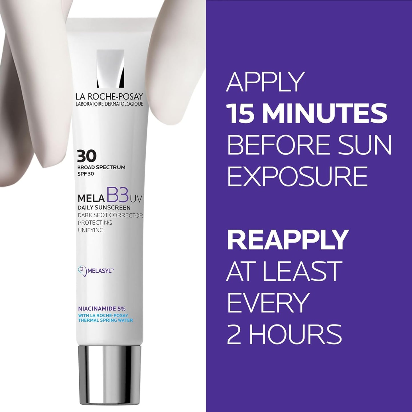 La Roche-Posay Mela B3 UV Daily Sunscreen, Face Moisturizer With SPF 30 + Anti-Aging Melasyl + 5% Niacinamide, Helps Correct & Protect From Sun Damage, Face Sunscreen With No White Cast, 40ML