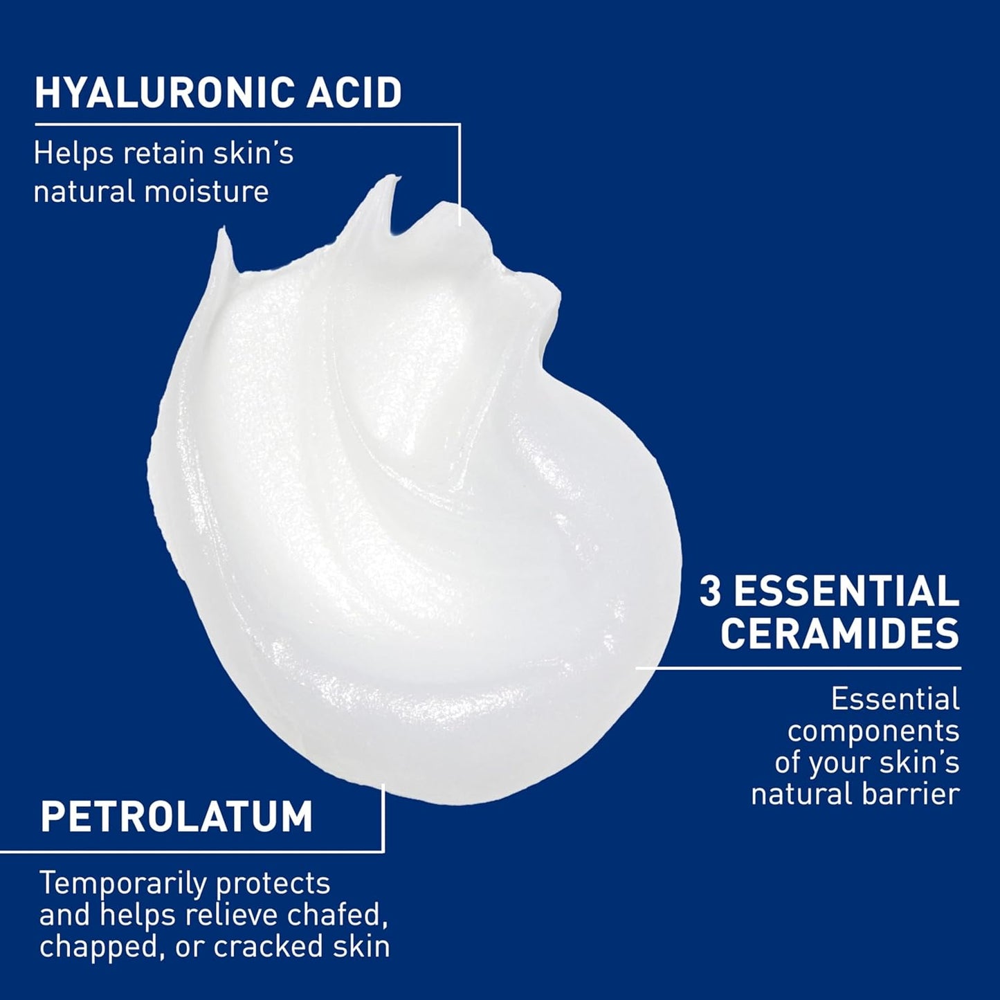 CeraVe Healing Ointment, Hydrating Skin Protectant With Petrolatum, Hyaluronic Acid & Ceramides, Face & Body Skin Barrier Repair For Cracked, Chafed, Dry Skin, Fragrance Free & Lanolin Free, 5 Oz