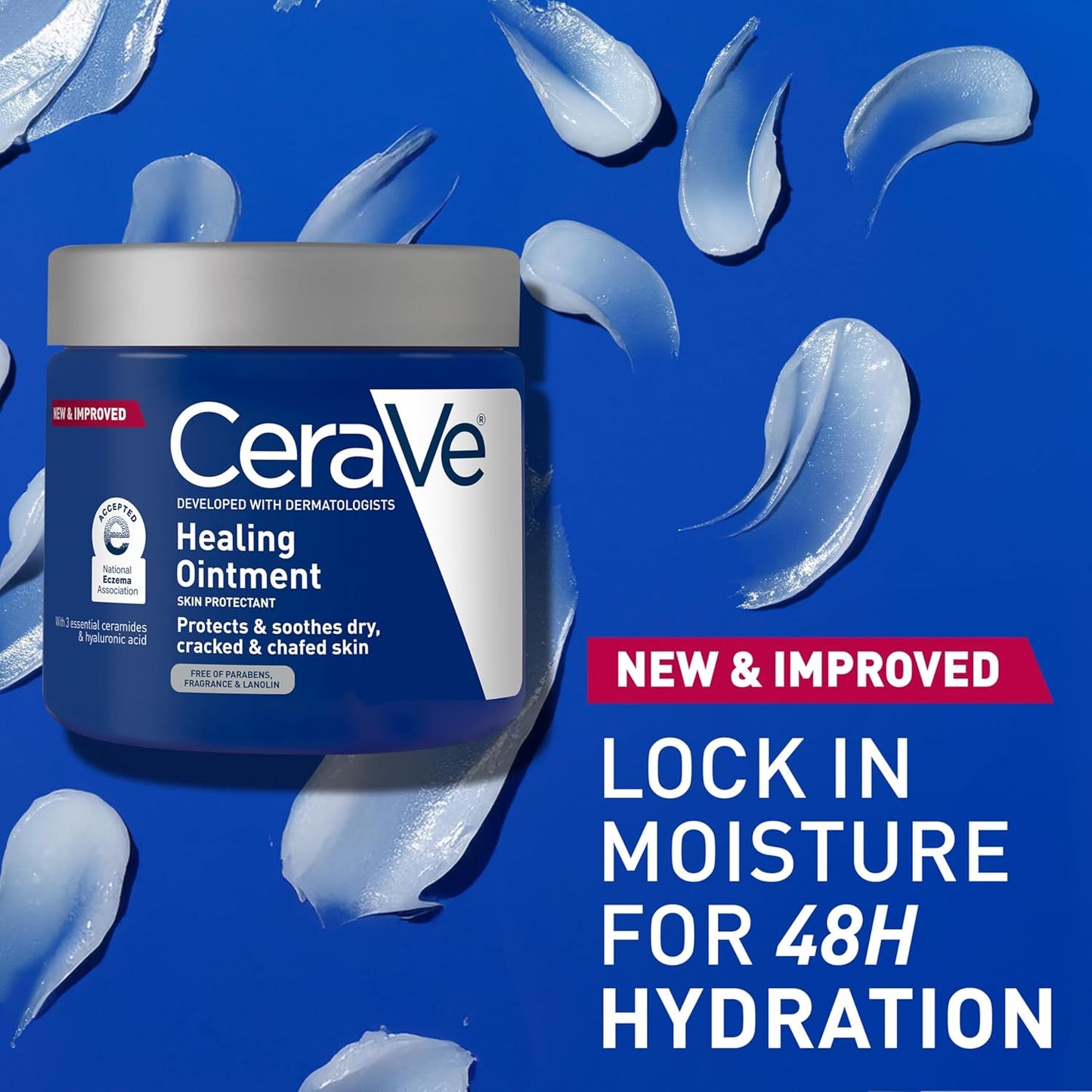 CeraVe Healing Ointment, Hydrating Skin Protectant With Petrolatum, Hyaluronic Acid & Ceramides, Face & Body Skin Barrier Repair For Cracked, Chafed, Dry Skin, Fragrance Free & Lanolin Free, 12 Oz