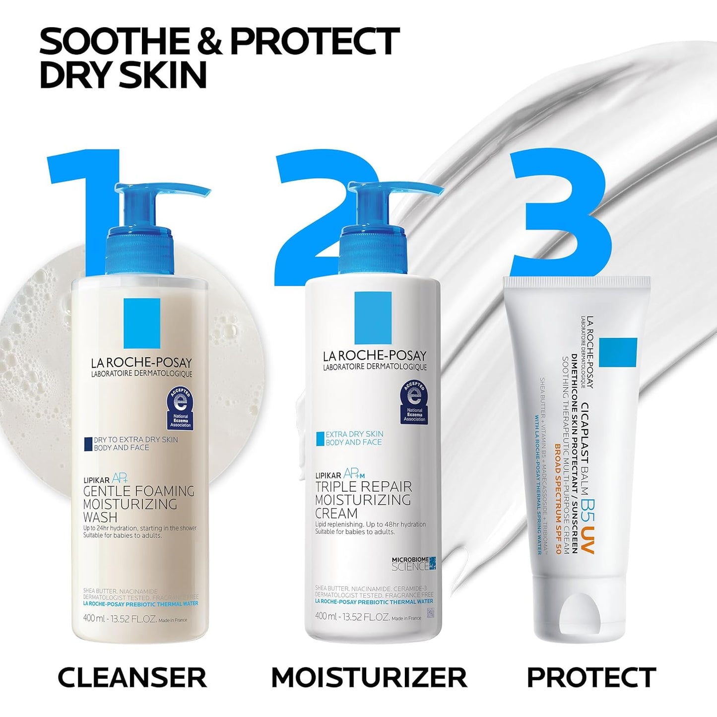 La Roche-Posay Cicaplast Balm B5 UV SPF 50, Vitamin B5 + Shea Butter + Tribioma + Madecassoside + Zinc Oxide Sunscreen, Post Treatment Skin Protectant With SPF, Multi-Purpose Cream For Dry Skin
