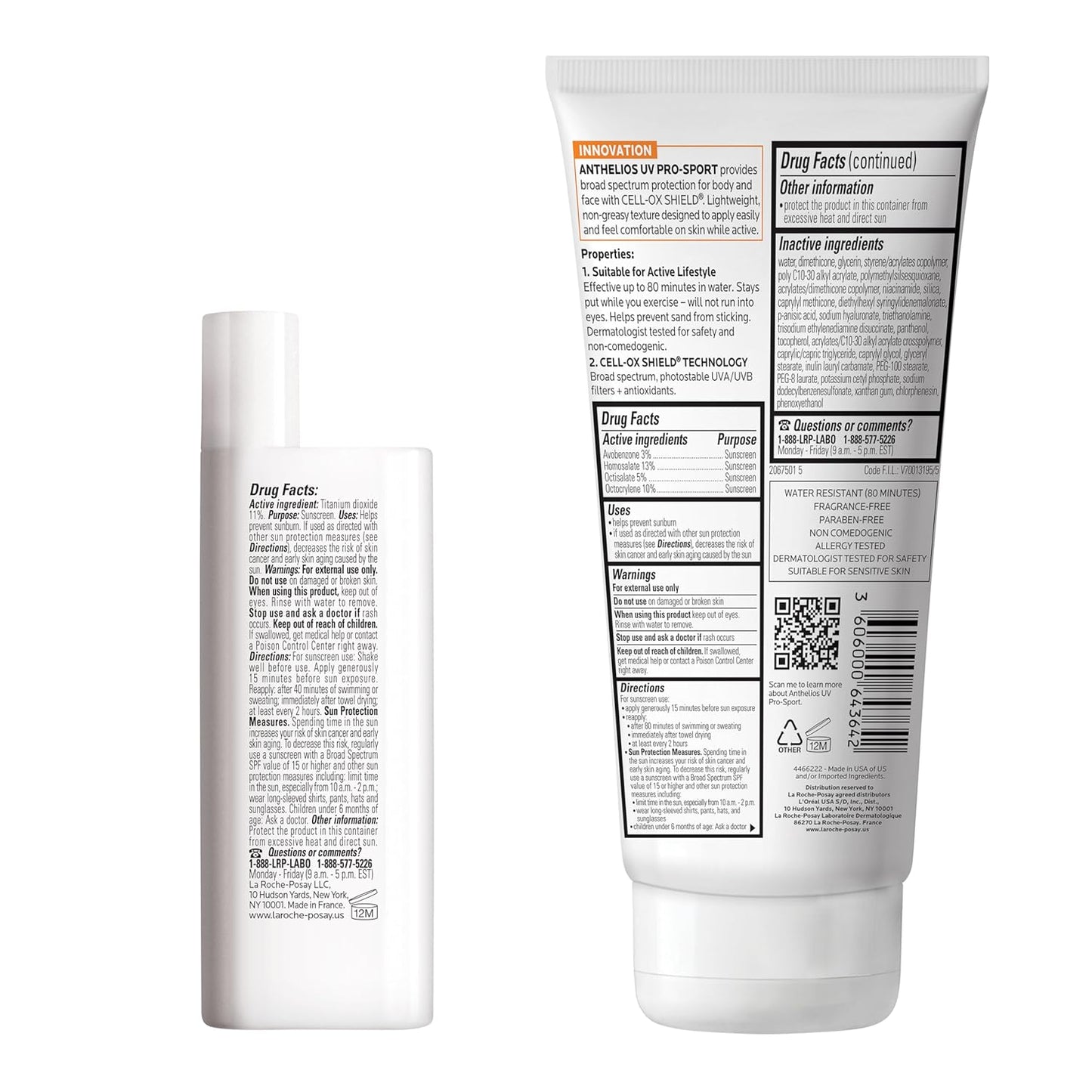 Bundle of La Roche-Posay Anthelios Tinted Sunscreen SPF 40+, Broad Spectrum SPF Zinc Oxide + La Roche Posay Anthelios UV Pro-Sport Sunscreen SPF 50, Daily use for Body & Face
