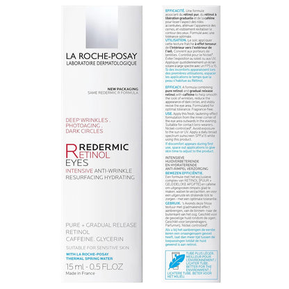 La Roche-Posay Redermic R Eyes Retinol Eye Cream, Anti-Aging Eye Cream to Reduce Wrinkles and Dark Circles With Pure Retinol and Caffeine, 0.5 Fl Oz (Pack of 1)