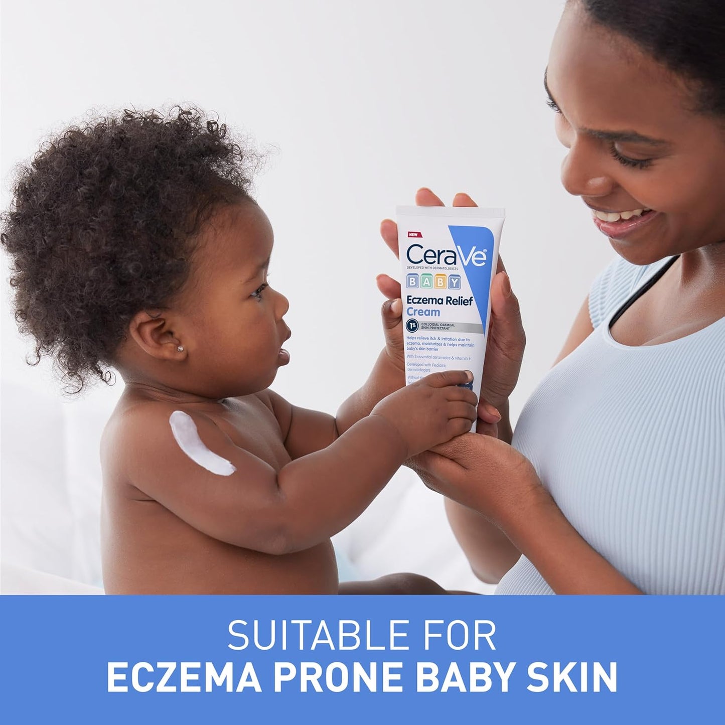 CeraVe Baby Eczema Relief Cream, 1% Colloidal Oatmeal Cream With Vitamin E & Ceramides, Soothes & Calms Itchy Skin, Developed With Pediatric Dermatologist, Fragrance Free, 5oz