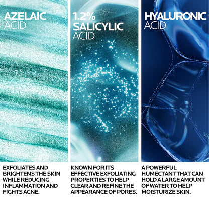 La Roche-Posay Effaclar A.Z. Gel, Azelaic Acid & Salicylic Acid for Acne Treatment, Anti-Aging & Acne Scars, Dual Action Medicated Face Gel for Breakouts & Signs of Aging, 1.35 oz